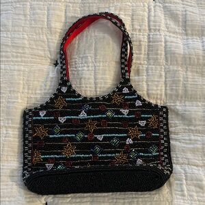 Embellished Meg Christopher Vintage Black Beaded Women's Evening Bag